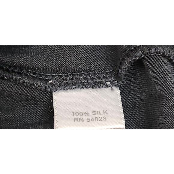 Banana Republic Black Pleated Keyhole Back Silk Top Medium Lightweight Flowy - Picture 5 of 5